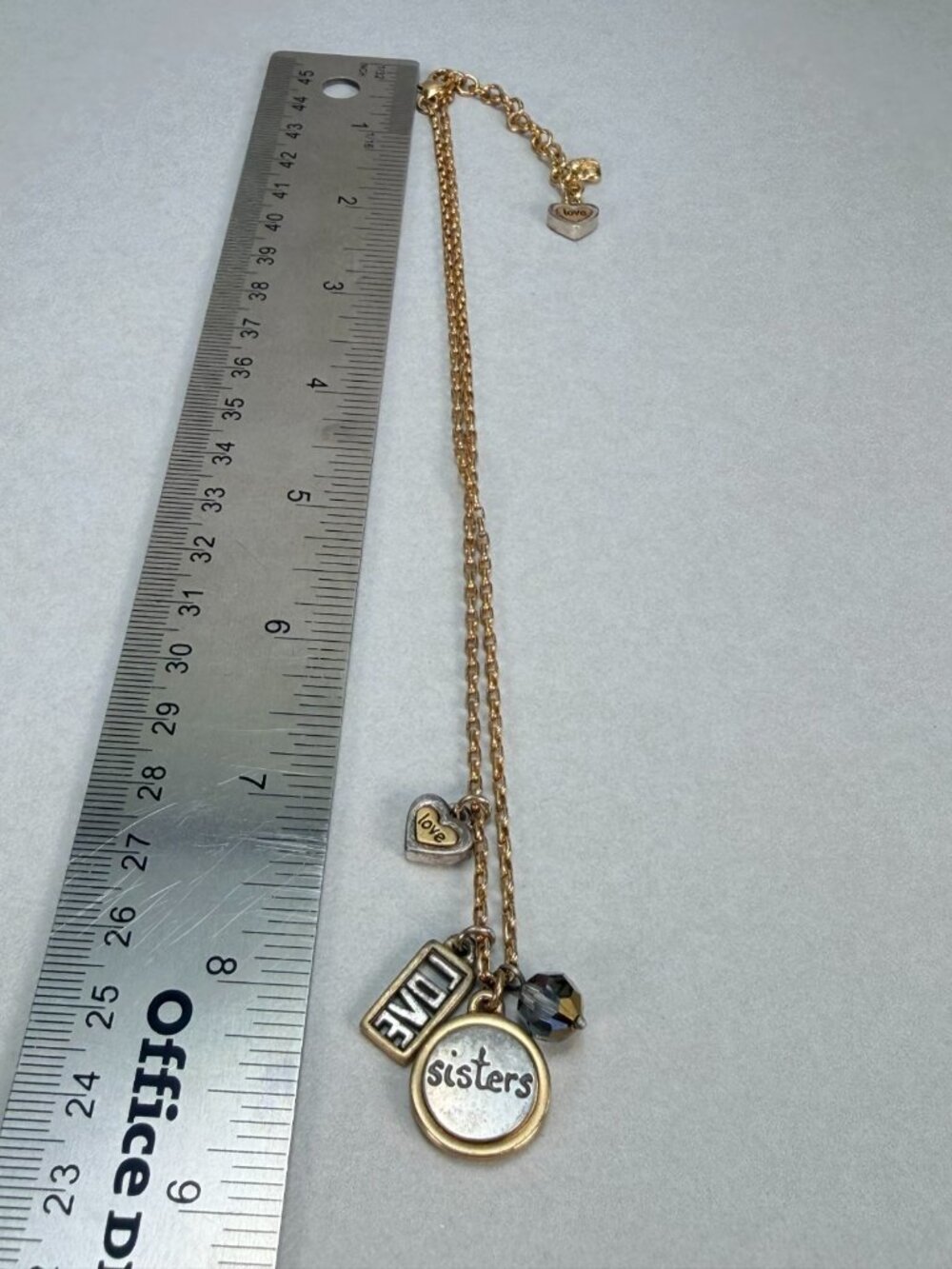 Brighton Sisters Love Charm Necklace Gold Tone Heart Dangle Pendant - Picture 3 of 7